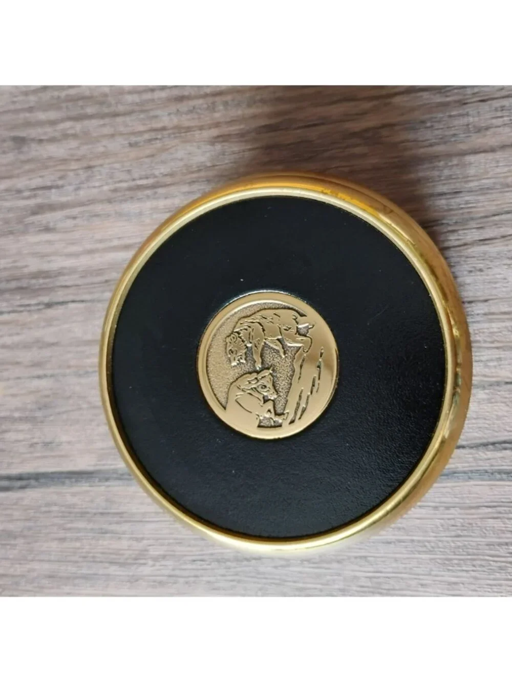Vintage Brass Bull and Bear Coasters - Set of 7 Wall Street Leather Cork Backing